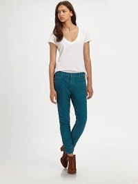 Your favorite skinnies updated by slightly cropped ankles and subtle corduroy finish. THE FITMedium rise, about 8Inseam, about 30THE DETAILSZip flyFive-pocket style99% cotton/1% polyurethaneMachine washMade in USA of imported fabricModel shown is 5'11 (178cm) wearing US size 4. Your favorite skinnies updated by slightly cropped ankles and subtle corduroy finish. THE FITMedium rise, about 8Inseam, about 30THE DETAILSZip flyFive-pocket style99% cotton/1% polyurethaneMachine washMade in USA of imported fabricModel shown is 5'11 (178cm) wearing US size 4.