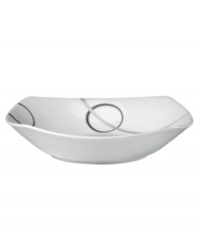 With a free-flowing circle design in shades of gray, these bright white fruit bowls add fun, contemporary appeal to any table. From Mikasa dinnerware, the dishes are made of ultra-durable porcelain. With a free-flowing circle design in shades of gray, these bright white fruit bowls add fun, contemporary appeal to any table. From Mikasa dinnerware, the dishes are made of ultra-durable porcelain.