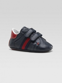 Soft, enduring leather for your little guy, with double straps and signature striped web detailing.Leather upperGrip-tape close strapsContrast leather heelRubber soleMade in Italy Soft, enduring leather for your little guy, with double straps and signature striped web detailing.Leather upperGrip-tape close strapsContrast leather heelRubber soleMade in Italy