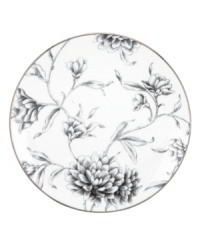 Floral arrangement. Echoing drawings found in an artist's sketchbook, this exquisite Floral Illustrations accent plate from Marchesa by Lenox creates a decidedly elegant statement at any meal.