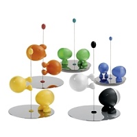 Designed by Stefano Giovannoni. The magnetic feet of these sweet salt and pepper friends will stick to any part of their matching metal stand. Designed by Stefano Giovannoni. The magnetic feet of these sweet salt and pepper friends will stick to any part of their matching metal stand.