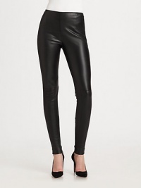 Buttery-soft leather, in a slim-fitting, side zip style with zippered ankles.Flat frontConcealed side zipperAnkle zipperInseam, about 30Lambskin leatherFully linedDry cleanMade in Italy of imported fabric Model shown is 5'10 wearing US size 4. Buttery-soft leather, in a slim-fitting, side zip style with zippered ankles.Flat frontConcealed side zipperAnkle zipperInseam, about 30Lambskin leatherFully linedDry cleanMade in Italy of imported fabric Model shown is 5'10 wearing US size 4.