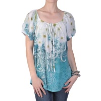 Brinley Co Womens Short Sleeve Scoop Neck Printed Top Brinley Co Womens Short Sleeve Scoop Neck Printed Top