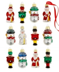Small in stature, big on spirit, the Petite Treasures ornament set from Kurt Adler mixes Santas, nutcrackers and snowmen bursting with bright color and sparkling personality. Small in stature, big on spirit, the Petite Treasures ornament set from Kurt Adler mixes Santas, nutcrackers and snowmen bursting with bright color and sparkling personality.