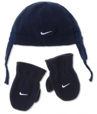 Nike Boys 2 Piece Fleece Hat & Mittens Set, Navy Blue, Size 2/4T Nike Boys 2 Piece Fleece Hat & Mittens Set, Navy Blue, Size 2/4T