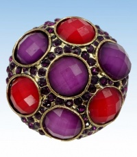 Style&co Gold Tone Round Purple and Red Stone Adjustable Stretch Ring Style&co Gold Tone Round Purple and Red Stone Adjustable Stretch Ring