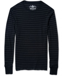 Heat up your everyday style with this warm and comfortable striped thermal shirt from American Rag. Heat up your everyday style with this warm and comfortable striped thermal shirt from American Rag.