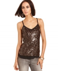 Allover sequins make this GUESS tank a glam pick for adding high-shine style to your ensemble! Allover sequins make this GUESS tank a glam pick for adding high-shine style to your ensemble!