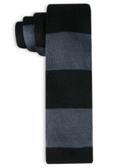 Put a vintage twist on any dressed-up combination and accent your favorite looks with this striped knit tie from Alfani RED. Put a vintage twist on any dressed-up combination and accent your favorite looks with this striped knit tie from Alfani RED.