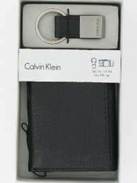 Calvin Klein Men's Gift Set Tri-Fold Leather Wallet and Key Chain Calvin Klein Men's Gift Set Tri-Fold Leather Wallet and Key Chain