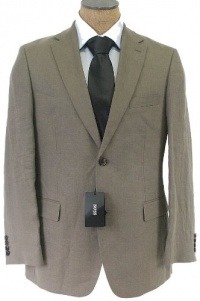 Hugo Boss Mens 2 Button Flat Front Solid Olive Linen Suit Hugo Boss Mens 2 Button Flat Front Solid Olive Linen Suit