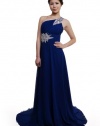 Moonar Embelishment One-shoulder Chiffon Prom Gowns Long Evening Dress