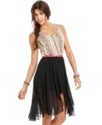 A mash-up of chic, contrasting parts create an American Rag dress to crave! Complete the look with a few awesome bangles and make your fellow fashionistas proud! A mash-up of chic, contrasting parts create an American Rag dress to crave! Complete the look with a few awesome bangles and make your fellow fashionistas proud!