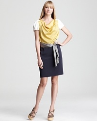 The color-block trend goes ultra-feminine in this Elie Tahari dress -- a versatile frock for office-to-party chic.