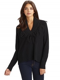 THE LOOKRibbed shawl collar with fringe detailsLong raglan sleevesRibbed hemTHE FITAbout 23 from shoulder to hemTHE MATERIAL70% wool/30% cashmereCARE & ORIGINDry cleanImported THE LOOKRibbed shawl collar with fringe detailsLong raglan sleevesRibbed hemTHE FITAbout 23 from shoulder to hemTHE MATERIAL70% wool/30% cashmereCARE & ORIGINDry cleanImported