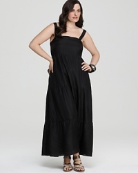 Bask in the sun in this Eileen Fisher silk dress, designed in a tiered sillhoutte with an elegant floor-sweeping hem. Bask in the sun in this Eileen Fisher silk dress, designed in a tiered sillhoutte with an elegant floor-sweeping hem.