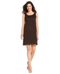 A little bit retro and always refined, this Jones New York Signature shift dress is a day-to-night essential. Ladylike crochet makes it perfect for the summer season, too! A little bit retro and always refined, this Jones New York Signature shift dress is a day-to-night essential. Ladylike crochet makes it perfect for the summer season, too!