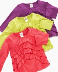 Add a little fancy flair to any outfit with one of these tiered-ruffle tunics from First Impressions. Add a little fancy flair to any outfit with one of these tiered-ruffle tunics from First Impressions.