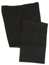 Ralph Lauren Mens Flat Front Solid Black Wool Dress Pants