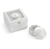 Mud Pie Baby Classic Keepsakes Silver-Plate Round Box, Cross Mud Pie Baby Classic Keepsakes Silver-Plate Round Box, Cross