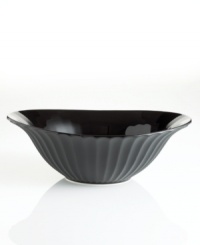 Into the black. Fluted borders commingle with contrasting matte and glossy glazes, giving this distinctive vegetable bowl from Sasaki a decidedly modern allure. (Clearance)