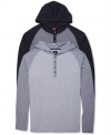 Trendy henley hoodie with baseball appeal by Univibe.