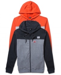 Remain dry and look fly in DC Shoes' water repellent hooded zip fleece hoodie. Remain dry and look fly in DC Shoes' water repellent hooded zip fleece hoodie.