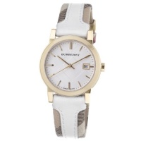 Burberry Women's BU9110 Large Check Leather Strip On Fabric Watch Burberry Women's BU9110 Large Check Leather Strip On Fabric Watch