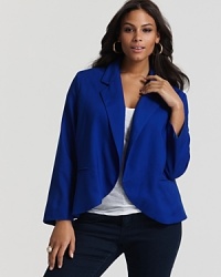 Rendered in bold cobalt and lined with kelly green, this sleek Love Ady blazer adds a splash of color to your workweek uniform. Rendered in bold cobalt and lined with kelly green, this sleek Love Ady blazer adds a splash of color to your workweek uniform.