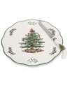 With an historic pattern starring the most cherished symbol of the season, Spode's Christmas Tree cheese plate is a festive gift to holiday homes. A serrated knife completes the picture.