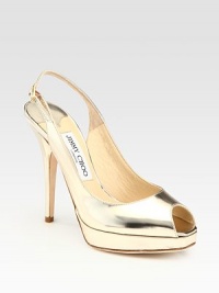 This elegant peep-toe shines in patent leather. Self-covered heel, 4½ (115mm) Self-covered platform, 1 (25mm) Compares to a 3½ heel (90mm) Snipped peep toe Adjustable buckle Leather lining and sole Made in ItalyOUR FIT MODEL RECOMMENDS ordering one half size up as this style runs small. This elegant peep-toe shines in patent leather. Self-covered heel, 4½ (115mm) Self-covered platform, 1 (25mm) Compares to a 3½ heel (90mm) Snipped peep toe Adjustable buckle Leather lining and sole Made in ItalyOUR FIT MODEL RECOMMENDS ordering one half size up as this style runs small.