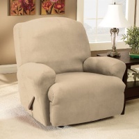 Sure Fit Stretch Suede 1-Piece Recliner Slipcover, Camel Sure Fit Stretch Suede 1-Piece Recliner Slipcover, Camel