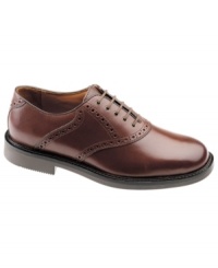 Classic perforations at the side and in back make these smooth plain toe oxford men's dress shoes from Johnston & Murphy a cool complement to all of your favorite tailored combinations. Classic perforations at the side and in back make these smooth plain toe oxford men's dress shoes from Johnston & Murphy a cool complement to all of your favorite tailored combinations.