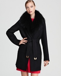 Tailored in a timeless silhouette, this DIANE von FURSTENBERG jacket is crowned with a removable sumptuous fur collar for extra glam. Tailored in a timeless silhouette, this DIANE von FURSTENBERG jacket is crowned with a removable sumptuous fur collar for extra glam.