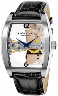 Stuhrling Original Men's 303.33152 Leisure Millennia Ravine Mechanical Skeleton Silver Tone Black Leather Strap Watch Stuhrling Original Men's 303.33152 Leisure Millennia Ravine Mechanical Skeleton Silver Tone Black Leather Strap Watch