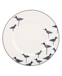 Cute sea birds flock to the table on this porcelain Sandpiper accent plate, a whimsical addition to nautical-themed Wickford dinnerware from kate spade new york. Cute sea birds flock to the table on this porcelain Sandpiper accent plate, a whimsical addition to nautical-themed Wickford dinnerware from kate spade new york.