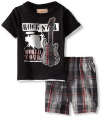 Kids Headquarters Baby-Boys Infant Tee With Plaid Short Set, Black, 24 Months Kids Headquarters Baby-Boys Infant Tee With Plaid Short Set, Black, 24 Months