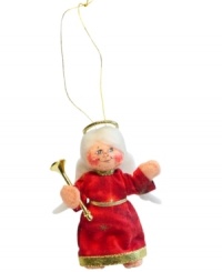 Filled with merriment, the Christmas Delights angel boasts a red dress with gold accessories and the unmistakable style of Annalee ornaments. Filled with merriment, the Christmas Delights angel boasts a red dress with gold accessories and the unmistakable style of Annalee ornaments.