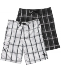 Get ready for some all-around fun in these classic plaid board shorts from Hurley. Get ready for some all-around fun in these classic plaid board shorts from Hurley.