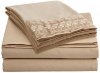 Clara Clark 4pc Bed Sheet Set, Queen Size, Cream Beige, Lace Clara Clark 4pc Bed Sheet Set, Queen Size, Cream Beige, Lace
