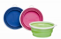 Bamboo Silicone Pop-Up Travel Bowl, 3-Cup, Colors Vary