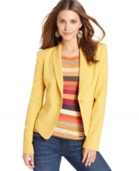 In a standout shade, this BCBGMAXAZRIA tuxedo blazer is a hot topper for a summer look! In a standout shade, this BCBGMAXAZRIA tuxedo blazer is a hot topper for a summer look!