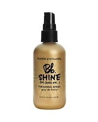 A high-shine glossing mist. This brilliant finishing spray can be layered over any product; it's light in every sense of the word (and excellent for all hair types). Controls flyaways and delivers a reflective, lightweight veil to styled hair The Shine family is excellent for all hair types and compatible with color-treated hair.Usage: For high shine and flyaway control, mist directly onto dry, styled hair. For separation, spray in palms and detail with fingertips. Layer over any product. Use sparingly.Product Recipe: 1. Spray Shine On Finishing Spray on top of Tonic Lotion for a moisture, smoothness and shine. 2. Layer Thickening Hairspray under Shine On Finishing Spray for volume, hold and a high gloss finish. A high-shine glossing mist. This brilliant finishing spray can be layered over any product; it's light in every sense of the word (and excellent for all hair types). Controls flyaways and delivers a reflective, lightweight veil to styled hair The Shine family is excellent for all hair types and compatible with color-treated hair.Usage: For high shine and flyaway control, mist directly onto dry, styled hair. For separation, spray in palms and detail with fingertips. Layer over any product. Use sparingly.Product Recipe: 1. Spray Shine On Finishing Spray on top of Tonic Lotion for a moisture, smoothness and shine. 2. Layer Thickening Hairspray under Shine On Finishing Spray for volume, hold and a high gloss finish.