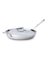Layers of bonded stainless steel and aluminum provide a durable core and base that evenly diffuses and retains heat for superior dishes every time. Perfect for sauteing and frying, this skillet has the versatility that every chef demands. Limited lifetime warranty. Layers of bonded stainless steel and aluminum provide a durable core and base that evenly diffuses and retains heat for superior dishes every time. Perfect for sauteing and frying, this skillet has the versatility that every chef demands. Limited lifetime warranty.