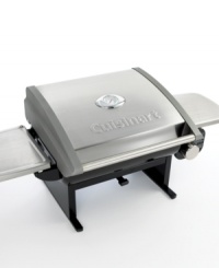 Get your grill on anywhere -- indoors or out. Cuisinart's versatile gas grill brings the heat to any tabletop, picnic or tailgate with its 12,000-BTU burner and enameled cast-iron cooking plate. A unique modular surface system accommodates a variety of interchangeable panels designed specifically for your favorite grilled foods. Three-year limited warranty. Model CGG-200. Get your grill on anywhere -- indoors or out. Cuisinart's versatile gas grill brings the heat to any tabletop, picnic or tailgate with its 12,000-BTU burner and enameled cast-iron cooking plate. A unique modular surface system accommodates a variety of interchangeable panels designed specifically for your favorite grilled foods. Three-year limited warranty. Model CGG-200.