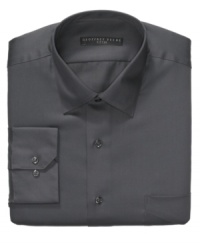 Big finish. With a smooth hand and a smokey color, this shirt from Geoffrey Beene completes your look with utter sophistication. Big finish. With a smooth hand and a smokey color, this shirt from Geoffrey Beene completes your look with utter sophistication.