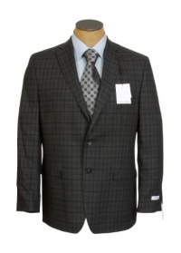 Calvin Klein Mens 2 Button Charcoal Gray Check Wool Slim Fit Sport Coat Jacket