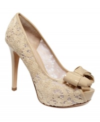 Lovely, lovely bows. The stunning bow detail on the toe of Joan and David's Cutie platforms will give your favorite outfit the feminine touch. Lovely, lovely bows. The stunning bow detail on the toe of Joan and David's Cutie platforms will give your favorite outfit the feminine touch.