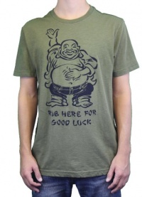Lucky Brand Rub Here For Good Luck T-Shirt Short Sleeve Olive Green 7MD8571 Lucky Brand Rub Here For Good Luck T-Shirt Short Sleeve Olive Green 7MD8571