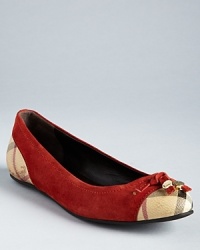 These Burberry flats quickly make their point with streamlined toes accented with delicate goldtone logo fringe and the right balance of punchy plaid and supple suede. These Burberry flats quickly make their point with streamlined toes accented with delicate goldtone logo fringe and the right balance of punchy plaid and supple suede.
